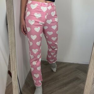 Lazy Oaf Pink Heart Jeans 24 some marks *
